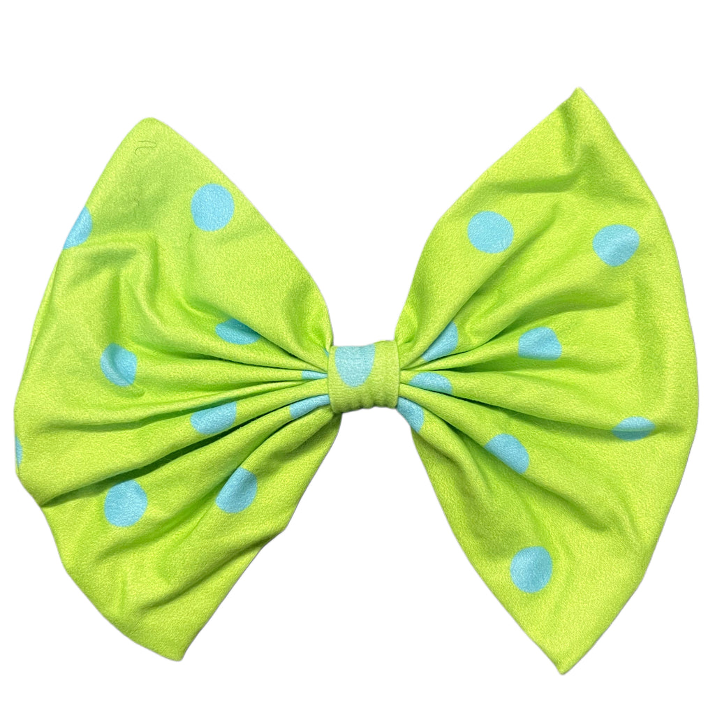 Green & Blue Dots Fabric Hair Bow