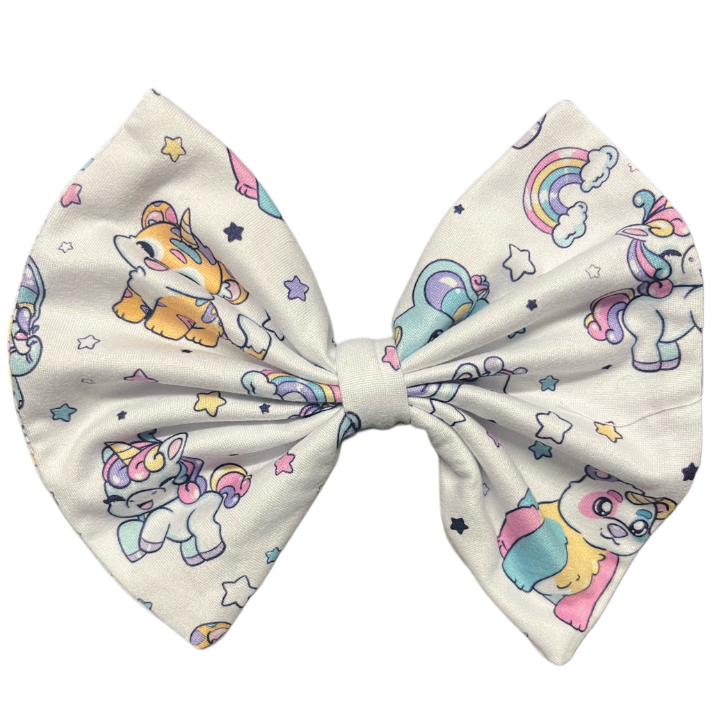 Unicorn Animals White Fabric Hair Bow