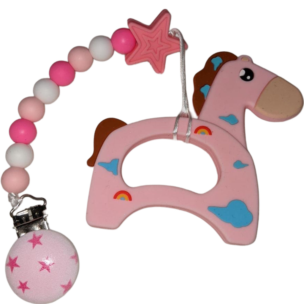 Horse Silicone Teether Chewing Toy Pacifier Clip