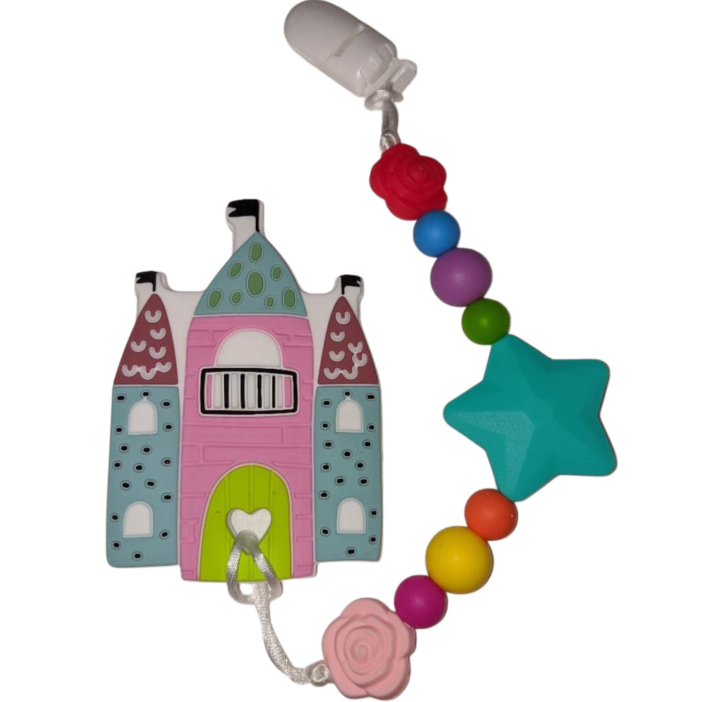 Princess Castle Silicone Teether Chewing Toy Pacifier Clip