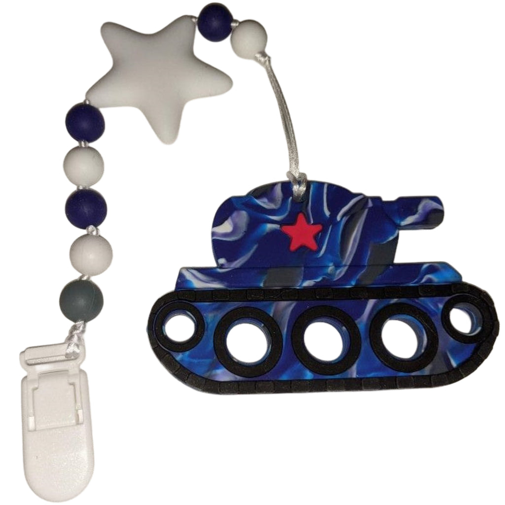 Vehicles Tank Silicone Teether Chewing Toy Pacifier Clip VARIETY