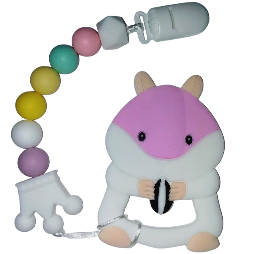 Hamster Silicone Teether Chewing Toy Pacifier Clip