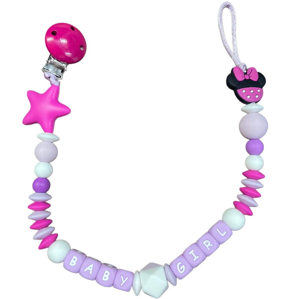 Baby Girl Mouse Silicone Teether Pacifier Clip