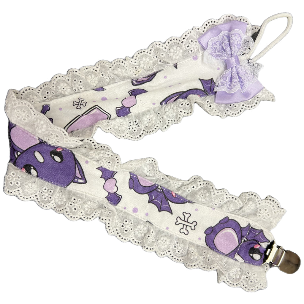 Kawaii Bats Ruffle Deluxe Pacifier Clip
