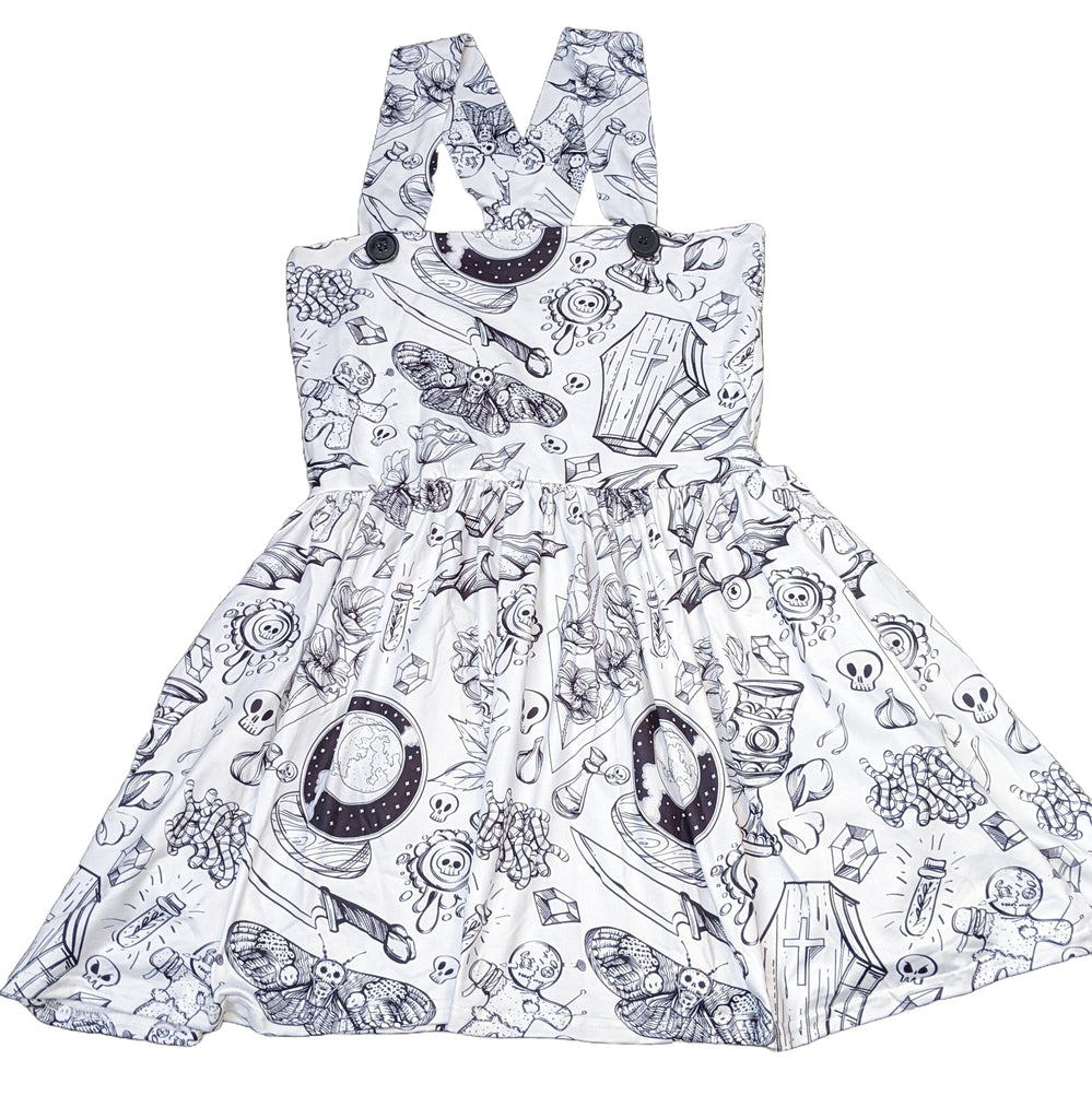 White Goth Suspender Skirt Dress