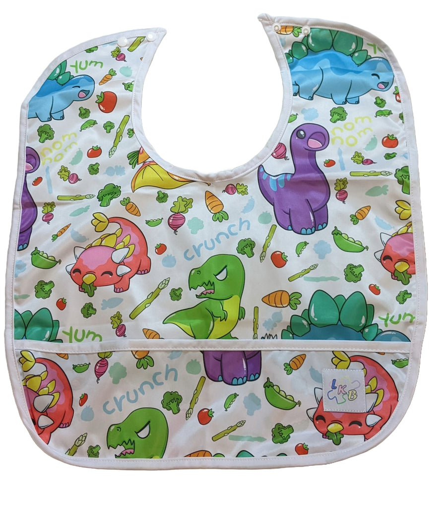 Veggisaurus Dinosaur Water Proof Bib with Pocket