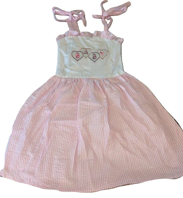 Pink/White Baby Smock Halter Summer Dress