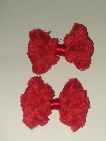 Mini Chiffon Rose 2pc Hair Bows Set second image