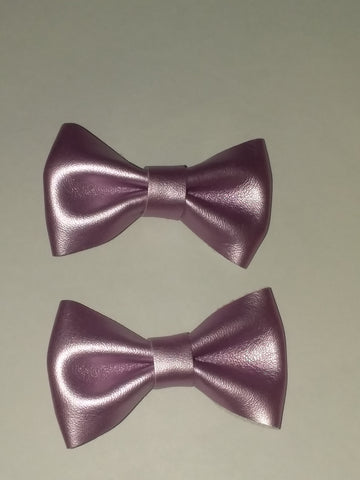 Metallic Color Leather 2pc Hair Bows Set second image