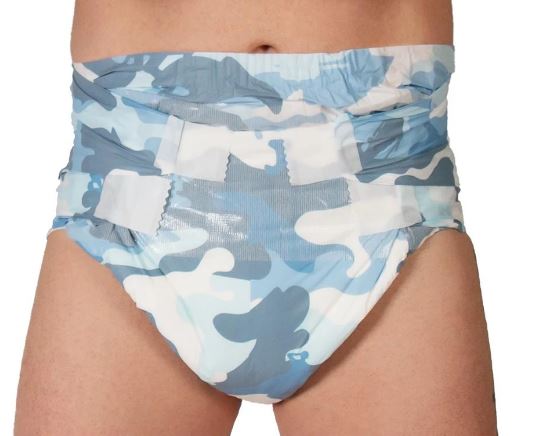 Tykables Cammies Blue ABDL 1 Adult Diaper Sample