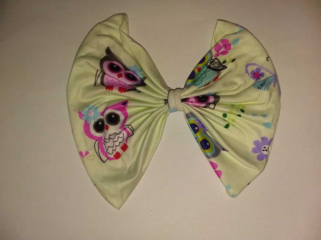 Pastel Owls Fabric Hair Bow