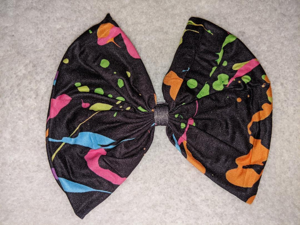 Neon Splatter Paint Fabric Hair Bow