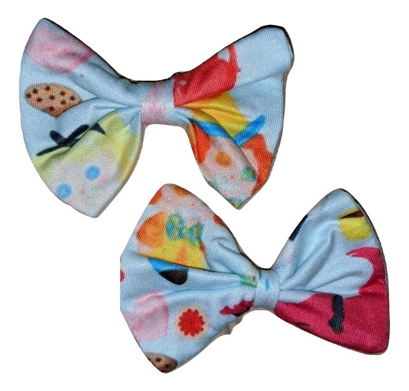 Lil Tea Party Fabric 2pc Hair Bow Set