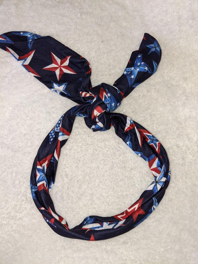 Independence Day White Red Stars Fabric Hairband
