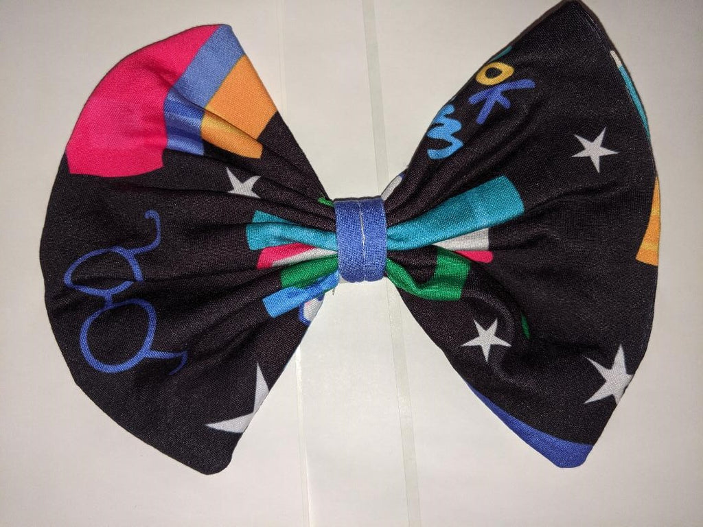 Lil Book Worm Black Fabric Hair Bow