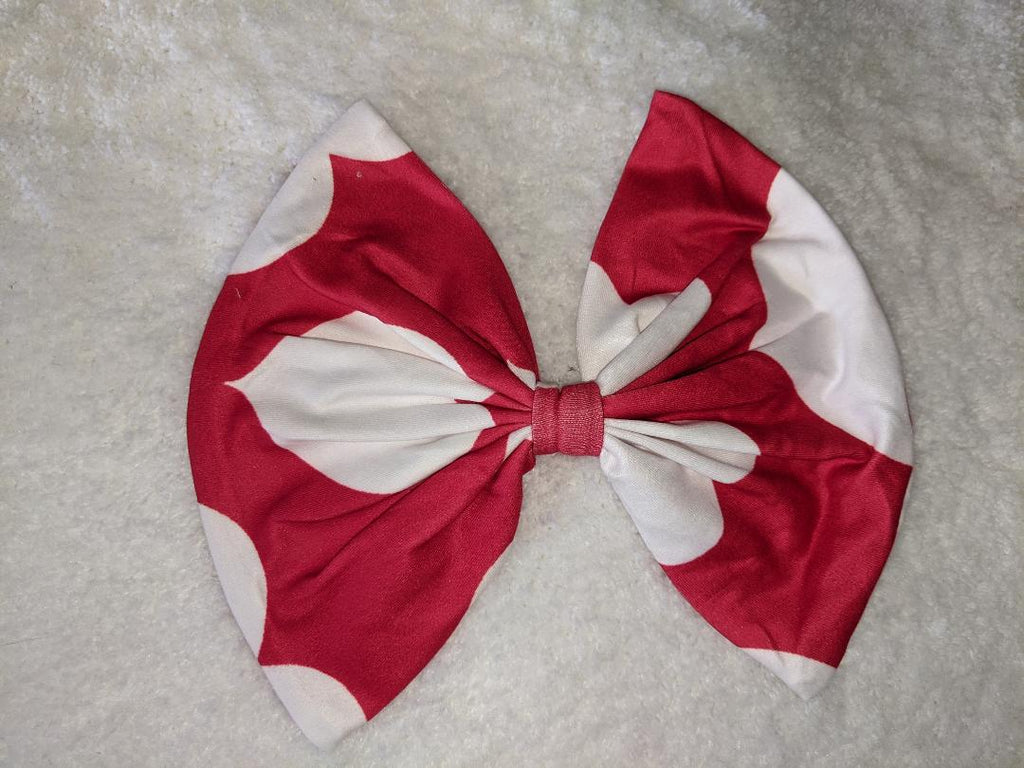 Red & White Hearts Fabric Hair Bow