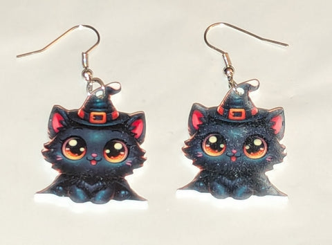Kitty Cat Halloween Earrings second image