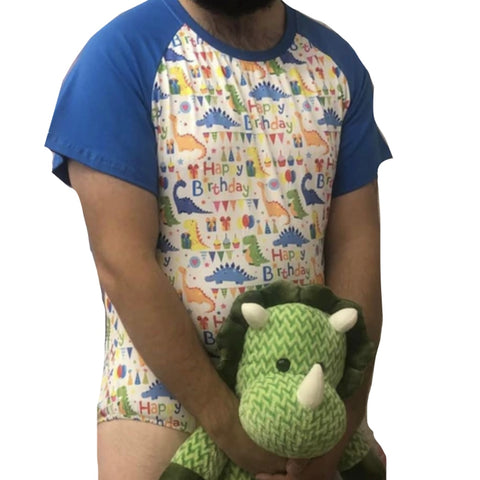 Blue Happy Birthday Dino Bodysuit second image