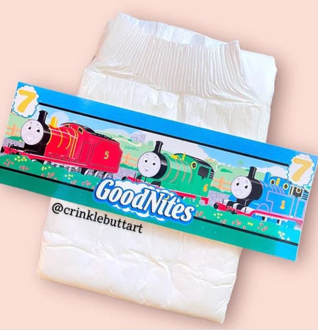 Train Race Car Landing Strip Diaper Sticker CrinkleButtArt second image