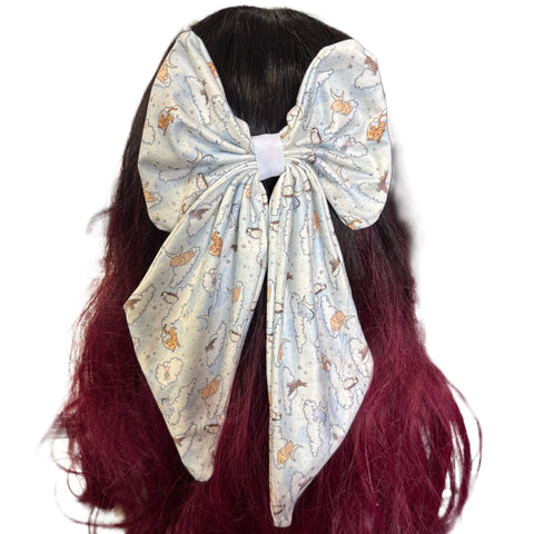 Blue Good Night Bear Large Handmade Hair Bow second image