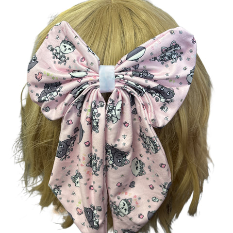Princess Kitty Springtime Large Handmade Hair Bow second image