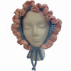 Large Blue & Pink Ruffle Crochet Adult Baby Bonnet