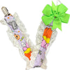 Trick or Treat Dino Ruffle Deluxe Pacifier Clip