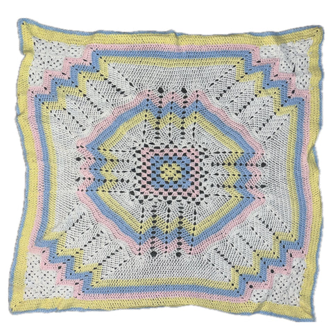 Knitted Blanket Pink/Yellow/Blue second image