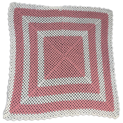 Knitted Blanket Pink & White second image