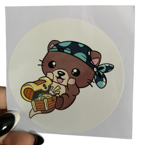 Otter Pirate Vinyl Sticker Variety second image