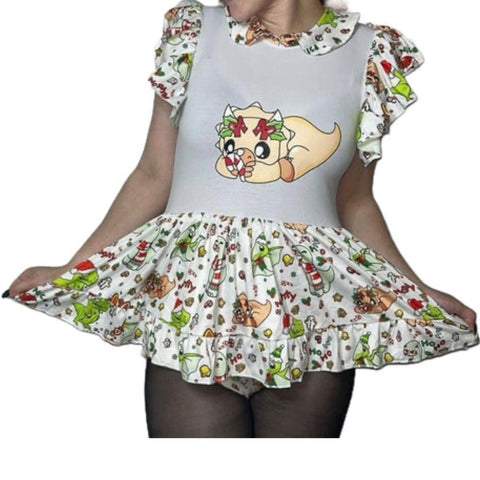 Christmas Dino Romper Dress second image