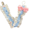 Blue Baby Bunny Ruffle Deluxe Pacifier Clip
