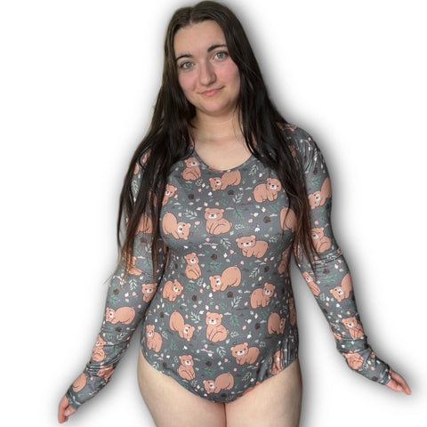 Fall Bear Gray Bodysuit second image