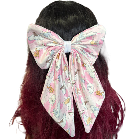Pink Good Night Bear Large Handmade Hair Bow second image