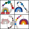 Rainbow Silicone Teether Chewing Toy Pacifier Clip