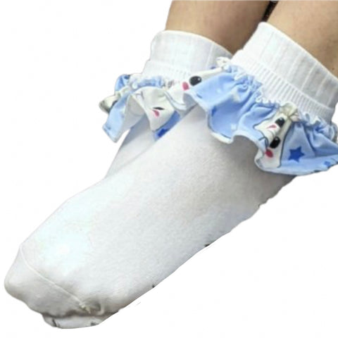 Blue Baby Bunny Fabric Ruffle Socks second image
