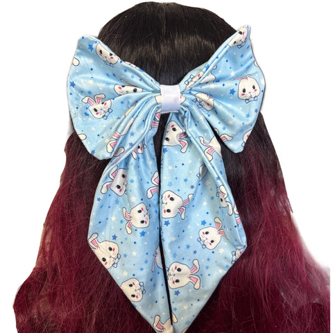 Blue Bunny Large Handmade Hair Bow second image