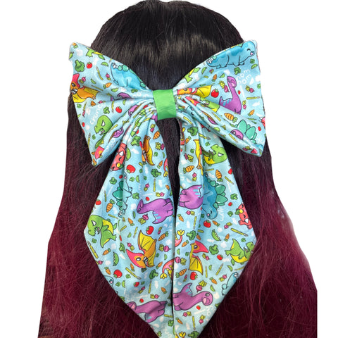 Veggisaur Large Handmade Hair Bow second image