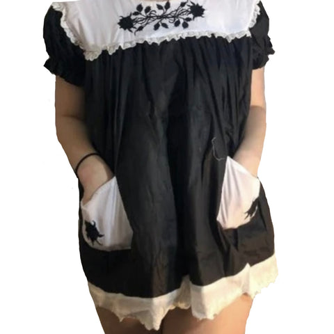 Goth Roses Embroidered Baby Doll Dress second image