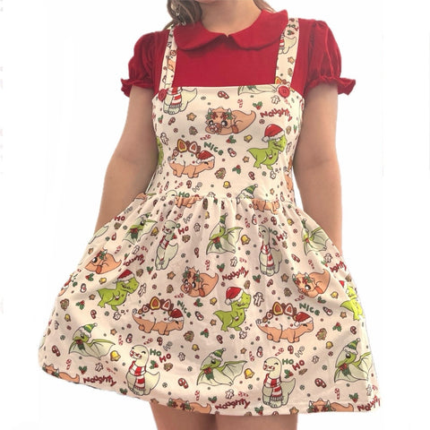 Christmas Dino Suspender Skirt Dress second image