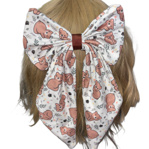 Fall Bear Large Handmade Hair Bow second image
