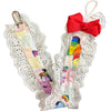 Pride Dino Ruffle Deluxe Pacifier Clip