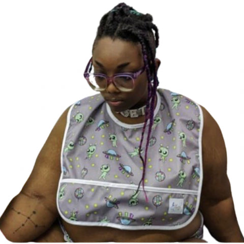 Disco Aliens Water Proof Bib with Pocket second image