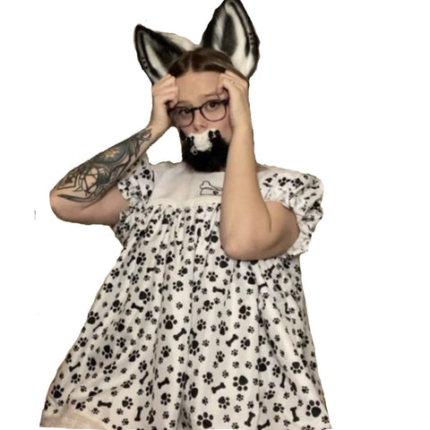 Puppy Paws & Bones Embroidered Baby Doll Dress second image