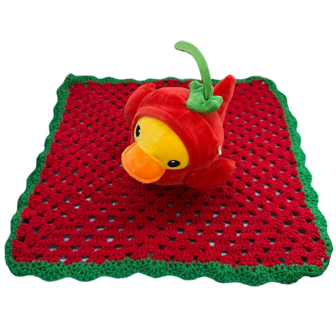 Tomato Duck Handmade Crochet Toy Lovey Security Blanket second image