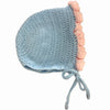 Large Blue & Pink Ruffle Crochet Adult Baby Bonnet