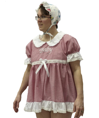 Red & White Embroidered Baby Doll Dress second image