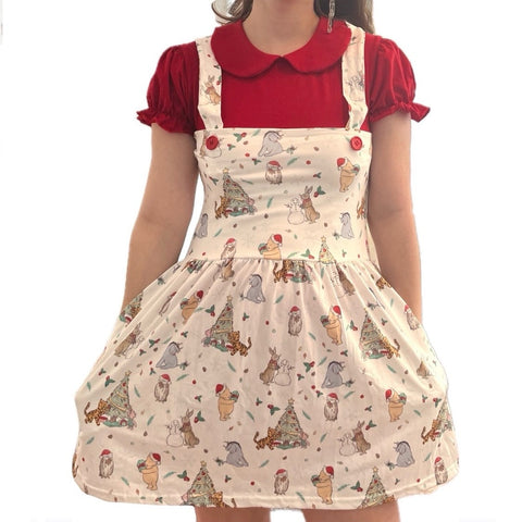 Happy Holidays Little Bear Suspender Skirt Dress second image