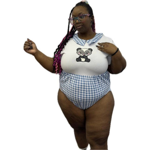 Silly Panda Bear Cotton Collared Bodysuit second image