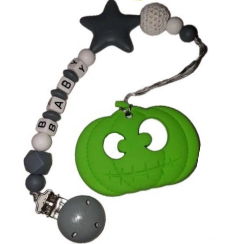 Halloween Pumpkin Silicone Teether Chewing Toy Pacifier Clip second image